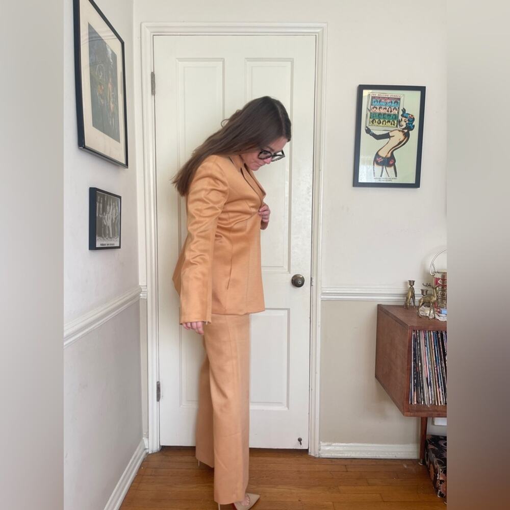 90s Vintage Thierry Mugler Peach Wool Blend Suit - Picture 5 of 16